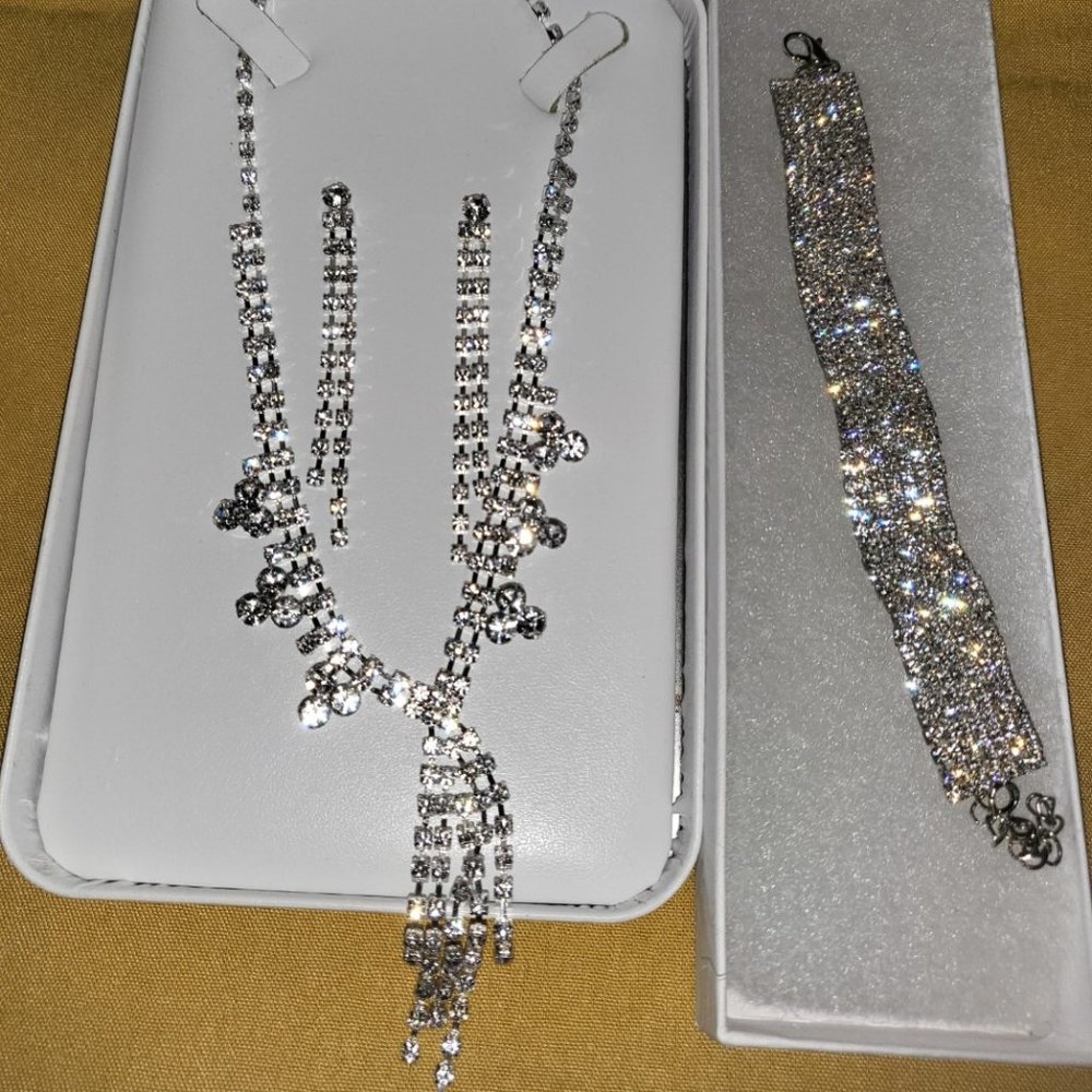 Multi-Strand Rhinestone Wedding Set - image 1